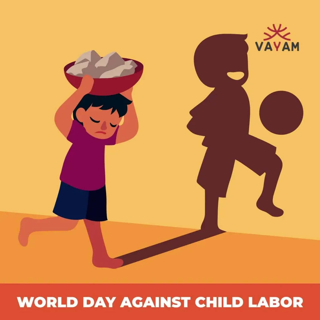 Image promoting World Day Against Child Labor, highlighting local awareness campaign against child labour.