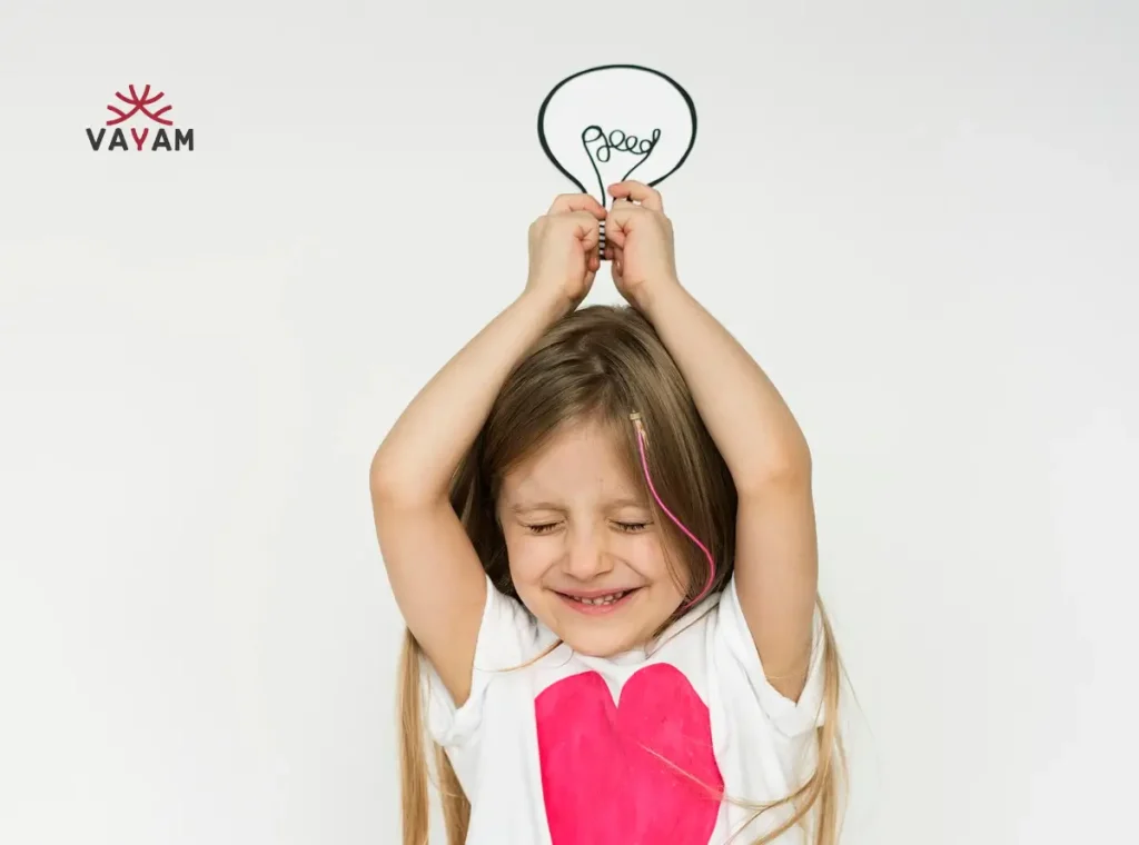 A little girl joyfully holds a heart-shaped balloon, embodying innocence and hope amidst doubt and shine.