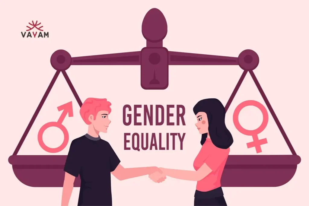 Two individuals shaking hands, symbolizing the importance of gender equality and the urgent need to address gender bias.