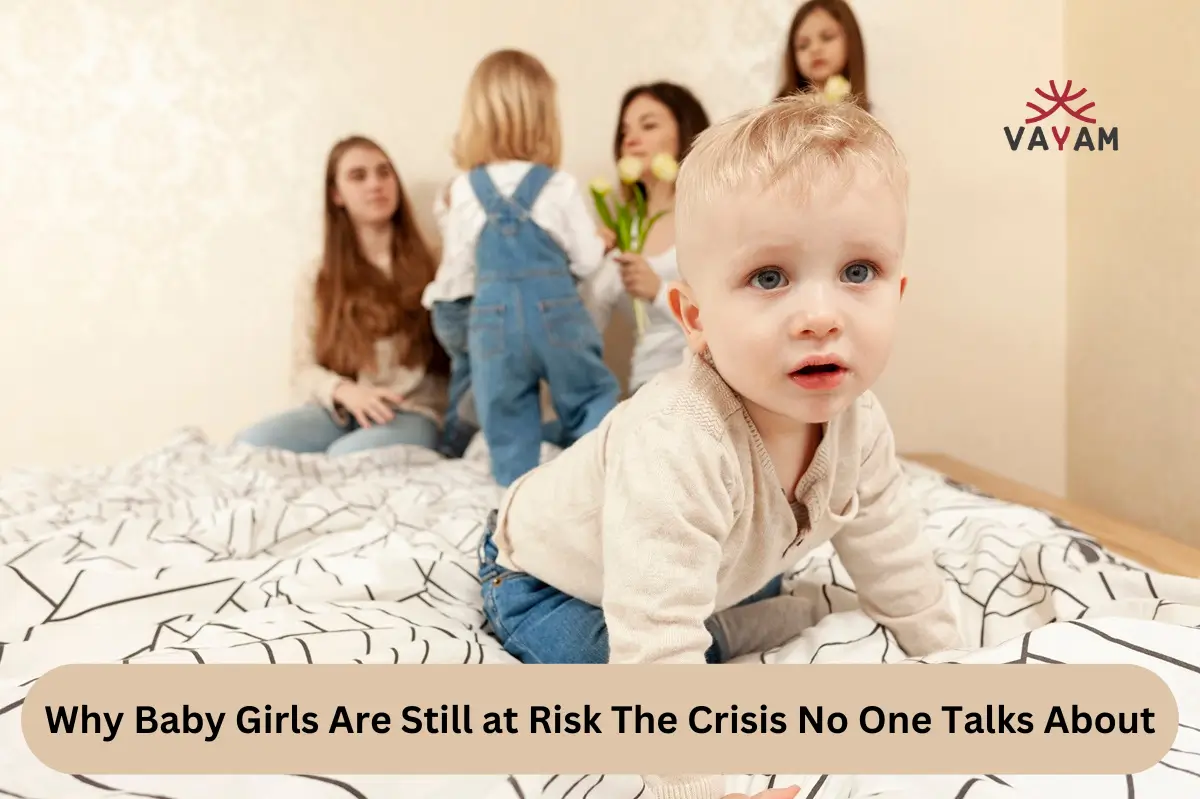 A baby girl on a bed surrounded by his family, highlighting the importance of family support for all children.