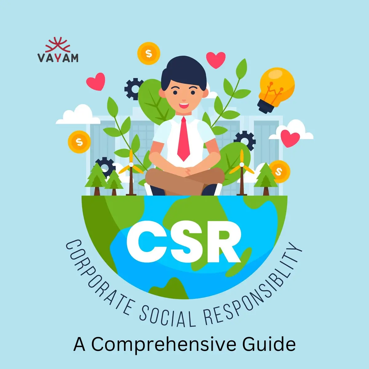 Vector illustration depicting the concept of corporate social responsibility, highlighting funding and community engagement.