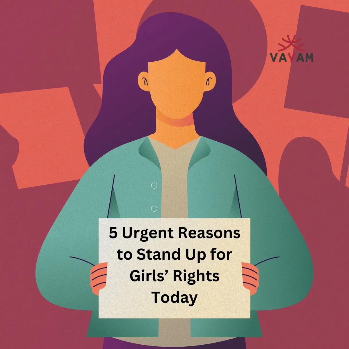 Graphic illustrating five pressing reasons to champion girls' rights today, focusing on the urgency of promoting gender equity.