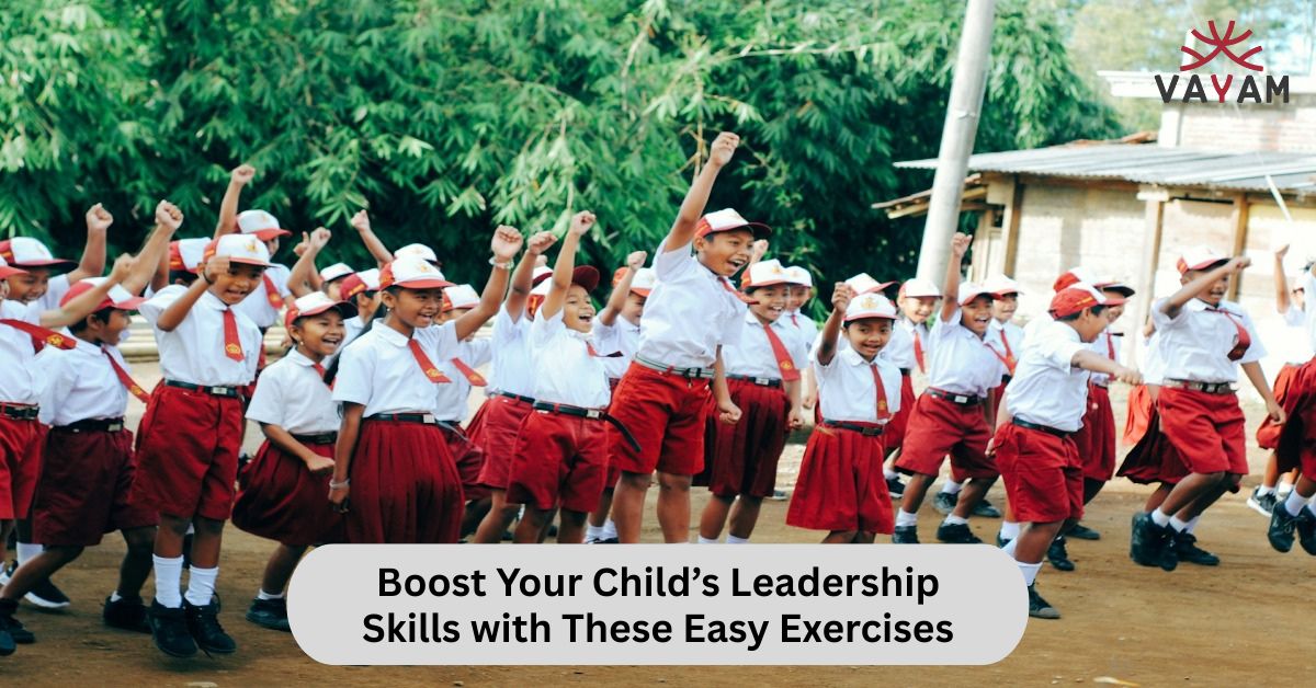 Image promoting easy exercises to boost leadership skills in children for enhanced development and confidence.