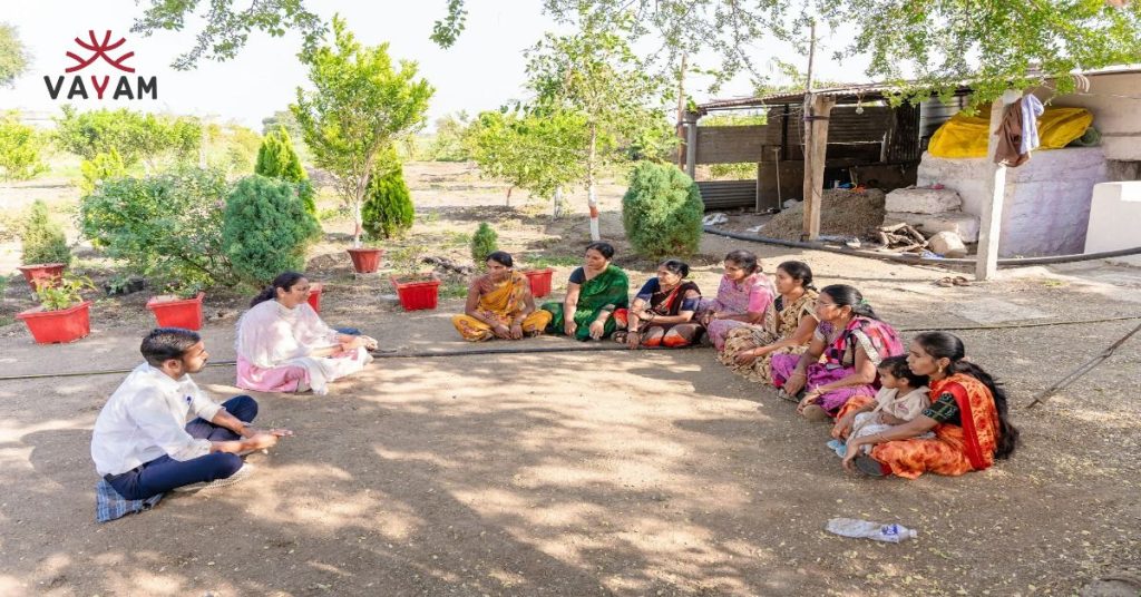 Group of women engaged in a MGNREGA training program.