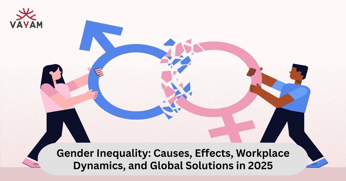 Visual representation of gender inequality, highlighting its causes, effects, workplace dynamics, and global solutions in 2025.