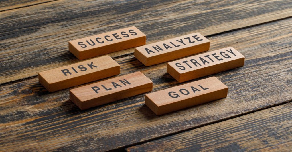 D
iagram illustrating CSR programs focused on success, risk analysis, and strategic planning for achieving goals.