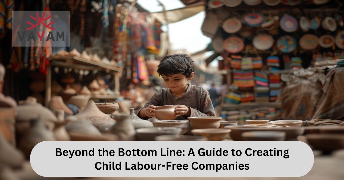 A child making a pottery item, depicting child labour & emphasizing on establishing child labour free companies.