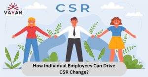 Three employees holding hands, representing they are key to fostering CSR change by implementing responsible practices.