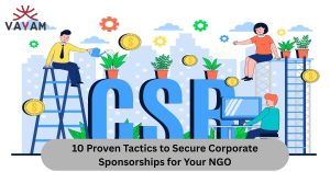 Image with CSR written with graphics to illustrate corporate sponsorships with NGOs.