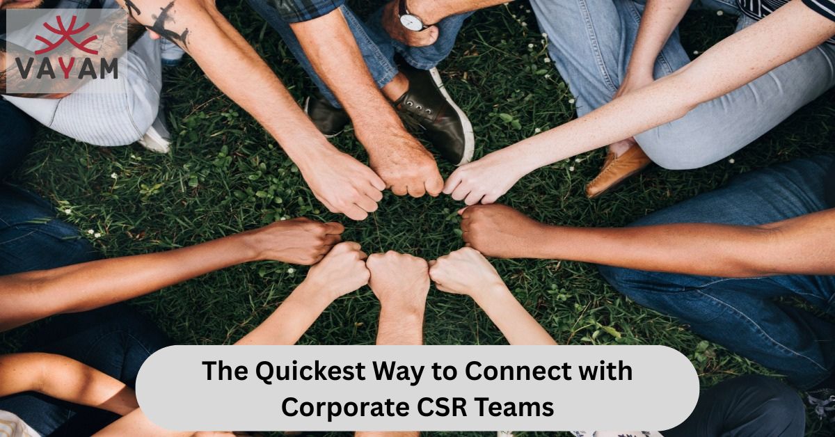 A CSR team, with hands together to demonstrate teamwork.