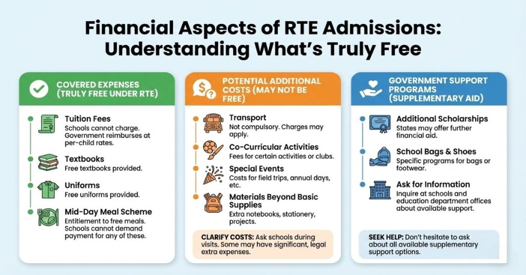 Infographic illustrating financial aspects of RTE admissions.