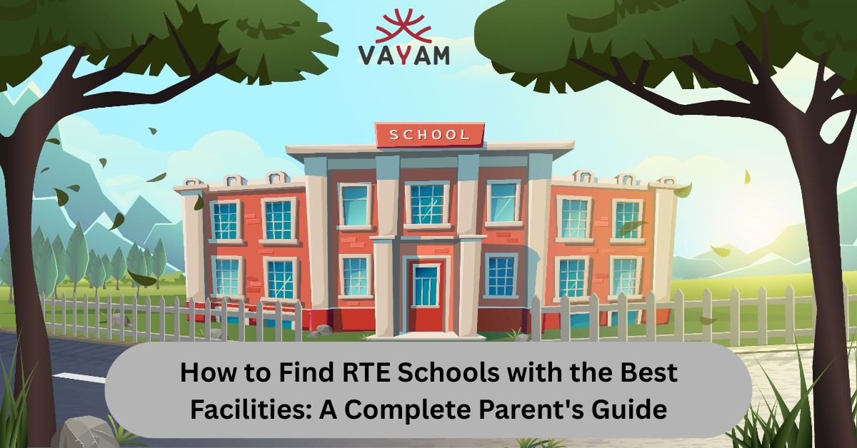 Depiction of a school building, emphasizing facilities that parents should consider when finding RTE schools.