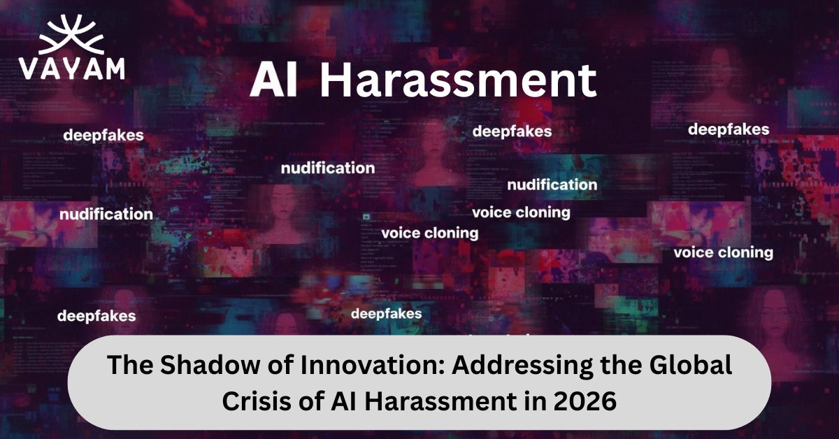 Visual representation of AI harassment, illustrating the challenges and innovations in tackling this global issue in 2026.