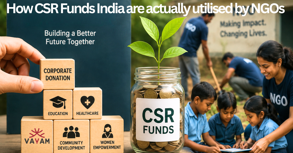 CSR funds India being utilised by NGOs across education, healthcare, women empowerment, and community development
