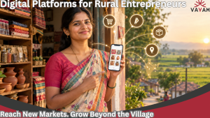 Digital platforms for rural entrepreneurs helping a woman sell local products online